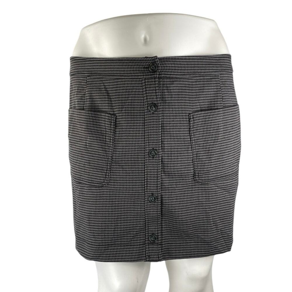 NEW Treasure & Bond Black Gray Houndstooth Button Front Pencil Mini Skirt 3X